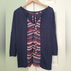 Loft tie back navy top